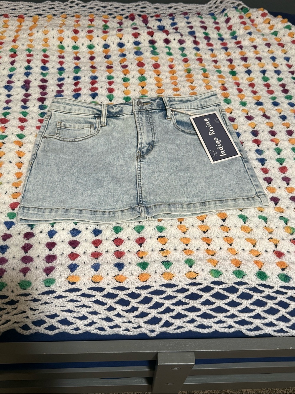 Indigo Wash Denim Mini Skirt by Indigo Rising